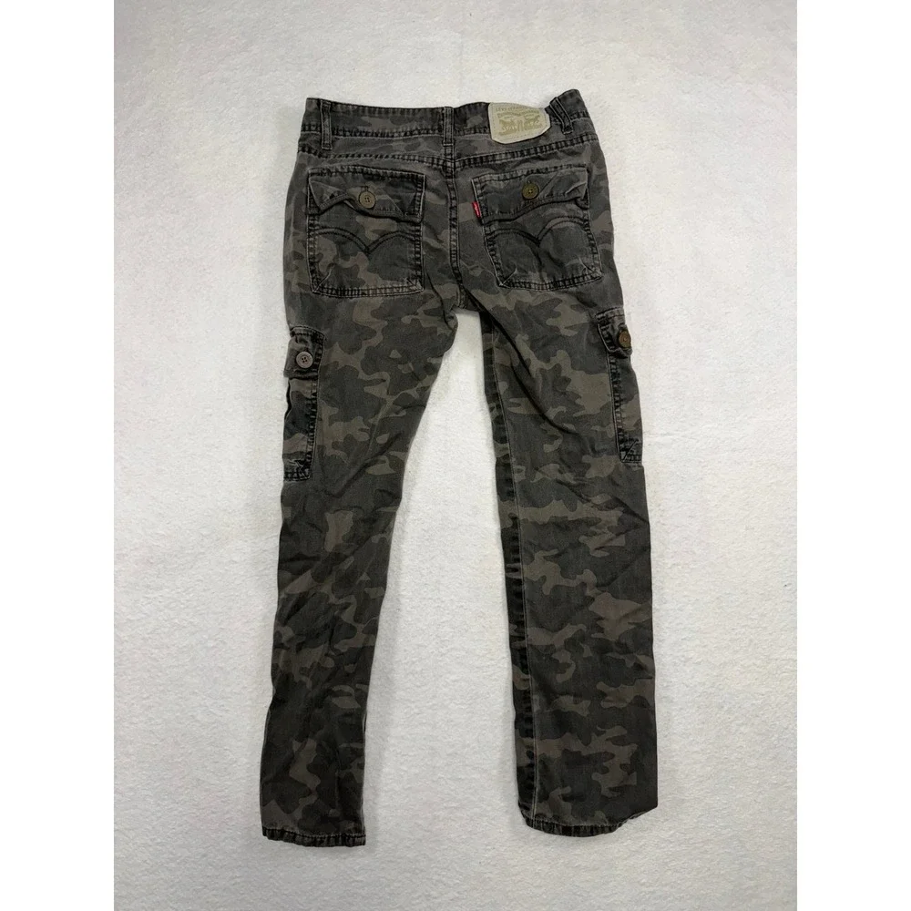 Levis Boys Camo Cargo Pants Grey Charcoal Straight Leg Size 14 Reg 27x27